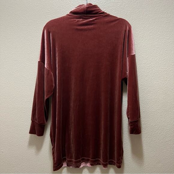 Urban Outfitters Evie Velour Rust Orange Long Sleeve Turtleneck Mini Dress Sz XS - Picture 9 of 9